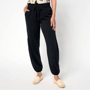 AnyBody Black Jogger Pants with Drawstring